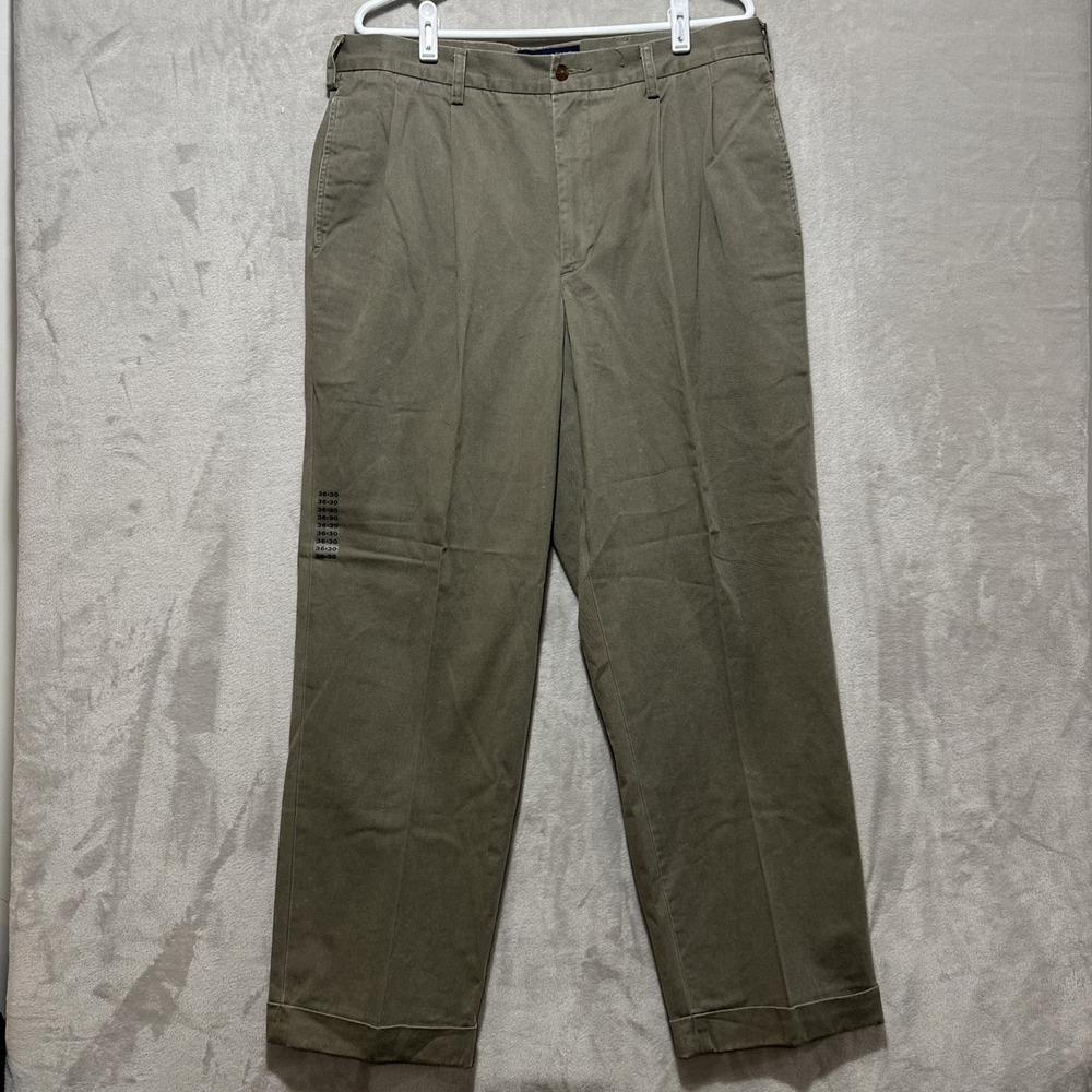 Vintage Abercrombie & Fitch Adirondak Pleated Cuffed Chino Pants Green Sz 36x30‎